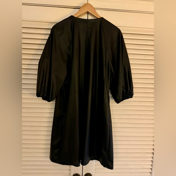 WHO WHAT WEAR CUTE AF BLACK VEGAN LEATHER MINI-DRESS/TUNIC SIZE LARGE - Picture 2 of 5